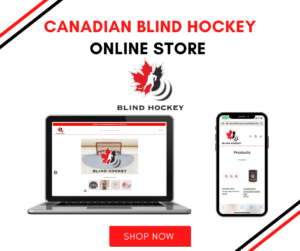 A photo of a laptop and a cell phone on the Canadian blind hockey online store 
